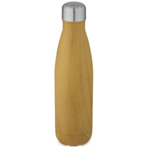 Bottiglia Cove da 500 ml con isolamento sottovuoto in acciaio inossidabile e motivo ornamentale in legno