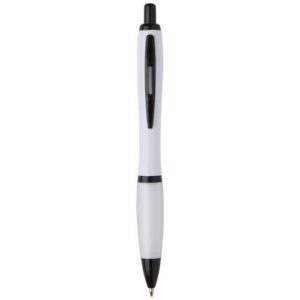 Penna a sfera in plastica riciclata con finiture nere (inchiostro nero) Nash