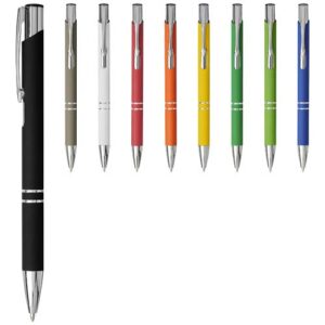 Penna a sfera a scatto Moneta soft touch (inchiostro nero)