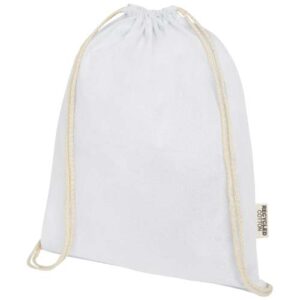 Borsa con cordoncino in cotone riciclato certificato GRS da 140 g/m² Oregon