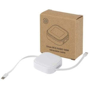 Cavo retrattile 5 in 1 in materiale riciclato con cavo retrattile per la sincronizzazione dei dati e la ricarica rapida da 100 W e set di strumenti per smartphone Gloas