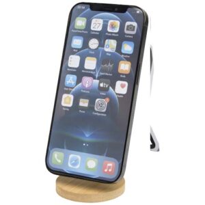 Supporto magnetico per telefono pieghevole in plastica riciclata con dettagli in bambù Alcor