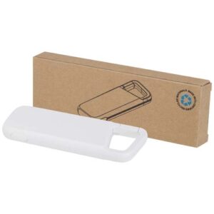 Power bank impermeabile in plastica riciclata da 5.000 mAh e 12 W con moschettone Alkes