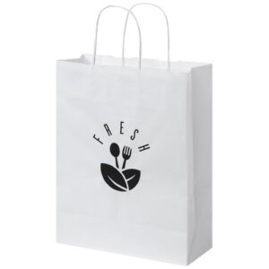 Sacchetto in carta kraft da 80 g/m2 con manici intrecciati - 25 x 11 x 32 cm