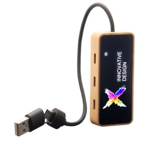 Hub USB 8 in 1 in legno con doppio ingresso e 6 porte SCX.design H21