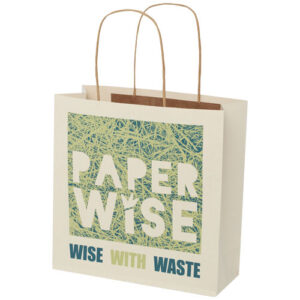 Shopper in carta da 150g/m2 realizzato con scarti agricoli con manici intrecciati - 24 x 9 x 24 cm