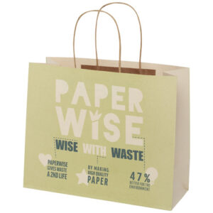 Shopper in carta da 150g/m2 realizzato con scarti agricoli con manici intrecciati - 31 x 12 x 25 cm