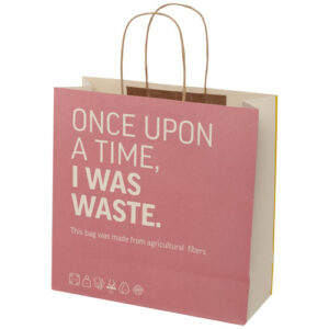 Shopper in carta da 150g/m2 realizzato con scarti agricoli con manici intrecciati - 31 x 12 x 31 cm