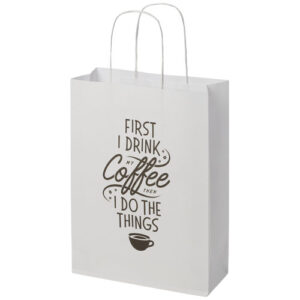 Shopper in carta kraft da 120g/m2 con manici intrecciati - 24 x 9 x 32 cm