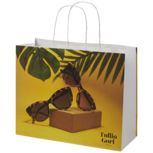 Shopper in carta kraft da 120g/m2 con manici intrecciati - 31 x 12 x 25 cm