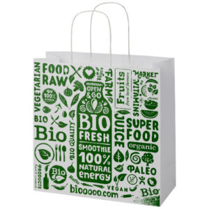Shopper in carta kraft da 120g/m2 con manici intrecciati - 31 x 12 x 31 cm
