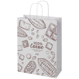 Shopper in carta Kraft da 120g/m2 con manici intrecciati - 31 x 12 x 41 cm